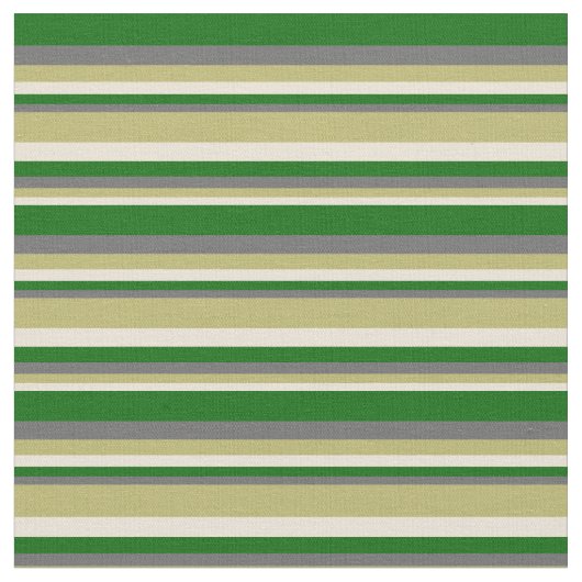 Bisque, Dark Khaki, Dim Gray & Dark Green Lines Stoff (Nahaufnahme)