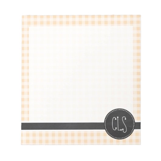 Bisque-Farb-Gingham; Retro-Schultafel Notizblock (Vorderseite)
