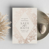 Bisque | Floral Diamond Foil Save the Date Card Folieneinladung