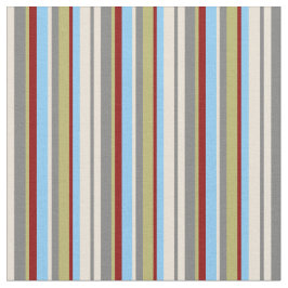 Bisque, Grau, Khaki, Red & Light Sky Blue Lines Stoff