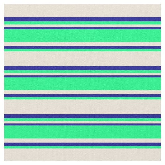 Bisque, Green und Dark Blue Lines Stoff (Nahaufnahme)