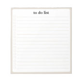 Bisque To Do List Minimalist Teacher Organizer Notizblock (Vorderseite)