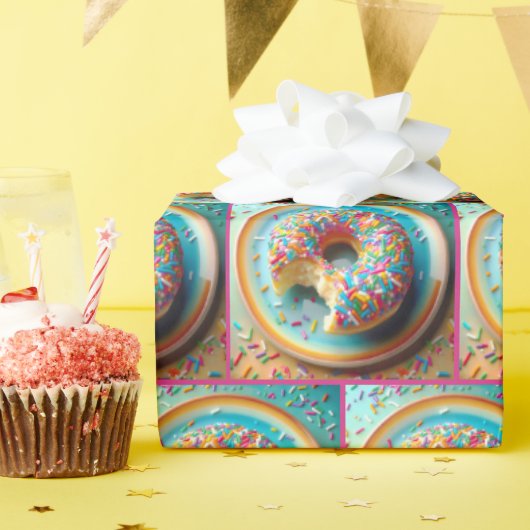 Biss aus Donut mit Sprinklen Geschenkpapier (Geburtstagsparty)
