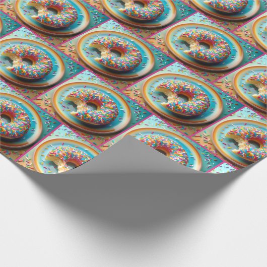 Biss aus Donut mit Sprinklen Geschenkpapier (Ecke)