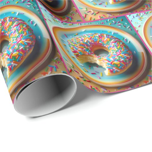 Biss aus Donut mit Sprinklen Geschenkpapier (Rolleneckpunkt)