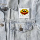 Biss deine zunge Funny Yellow Face Button (Beispiel)