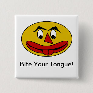 Biss deine zunge Funny Yellow Face Button