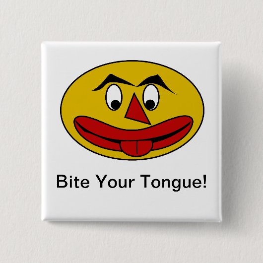 Biss deine zunge Funny Yellow Face Button (Vorderseite)