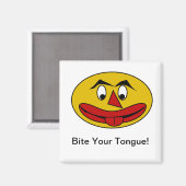 Biss deine zunge Funny Yellow Face Magnet (Vorderseite/Rückseite)