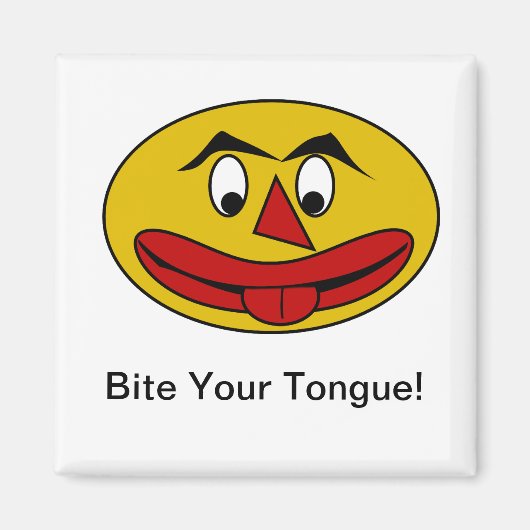 Biss deine zunge Funny Yellow Face Magnet (Vorne)