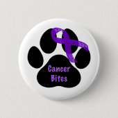 Biss Dog Paw Lila Ribbon-Lymphom-Krebs Button (Vorderseite)