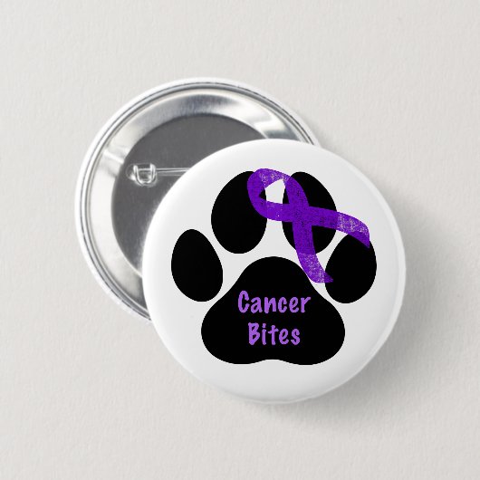 Biss Dog Paw Lila Ribbon-Lymphom-Krebs Button (Vorne & Hinten)