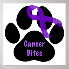Biss Dog Paw Lila Ribbon-Lymphom-Krebs Poster