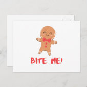 Biss mich! Gingerbread Man Postkarte (Vorne/Hinten)