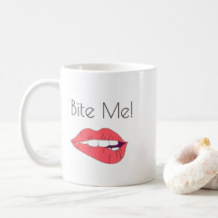 Biss mich! Pink Biting Lips Line Kunstgalerie Kaffeetasse