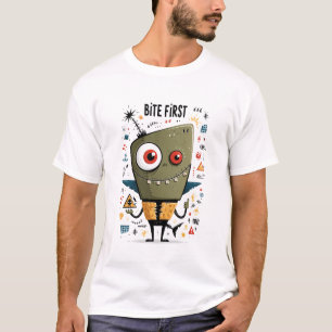 Biss zuerst lustiges chaotisches Alien-Hai-Geschen T-Shirt