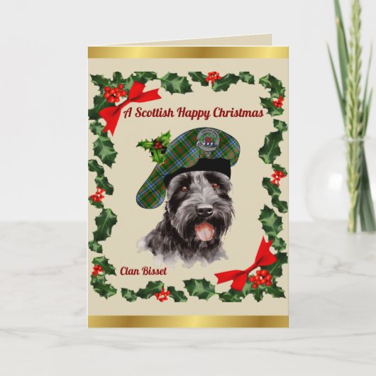 Bisset Scottie Dog Personalisiert Xmas Karte (Vorderseite)