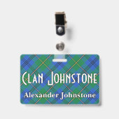 Bissiger Clan Johnstone Johnston Tartan Ausweis (Vorderseite mit Clip)
