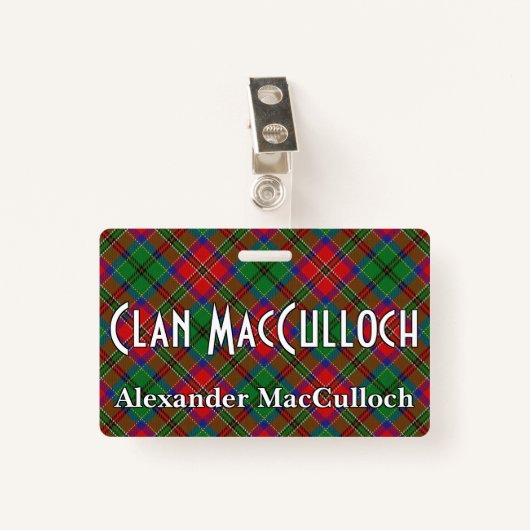Bissiger Clan MacCulloch Tartan Ausweis (Vorderseite mit Klammer)