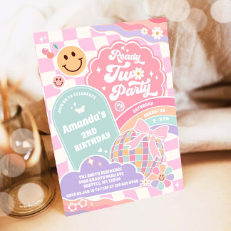 Bist bereit für eine groovy Regenbogen-Disco-Party Einladung