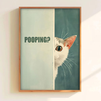 Bist du am Koten Poster Druckbar Katzen Badezimmer