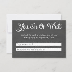 Bist du dabei? Kreidetafel RSVP Karte