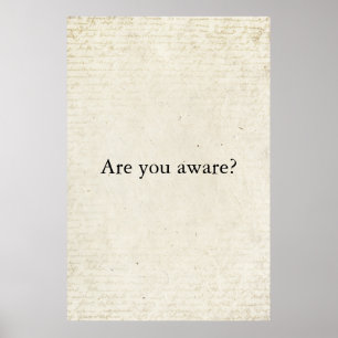 Bist du dir bewusst Vintage Papier Minimalistische Poster