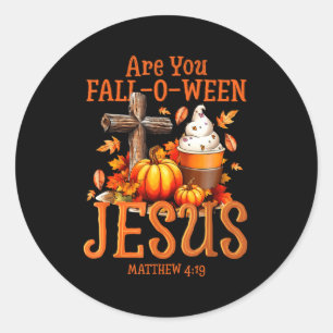 Bist du ein Fall-o-wein-Jesus Matthäus 4 19 Hallow Runder Aufkleber
