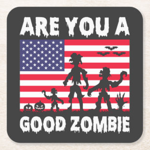 Bist du ein guter Zombie USA-Flagge Grusel-Hallowe Rechteckiger Pappuntersetzer