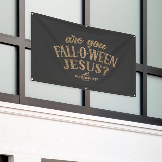 Bist du FALL-O-WEEN Jesus? Christlich Halloween Banner (Äußeres Gebäude)