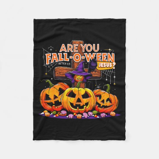 Bist du Fall-o-ween Jesus Lustiger Kürbis _2 Fleecedecke (Vorderseite)