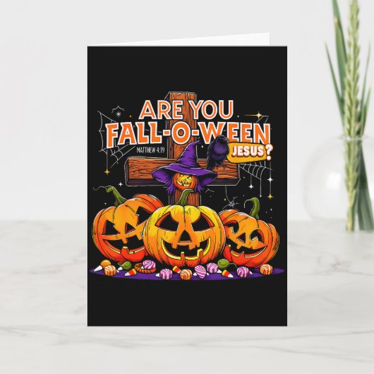 Bist du Fall-o-ween Jesus lustiger Kürbis _2  Karte (Vorderseite)