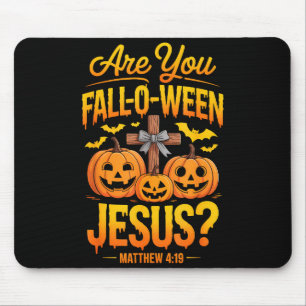 Bist du Fall-o-ween Jesus Matthäus 4_19 Halloween Mousepad