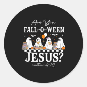 Bist du Fall-o-ween Jesus Matthäus 4_19 Halloween Runder Aufkleber
