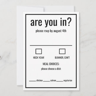 Bist du in lustiger RSVP Schwarz-Weiß-Minimal Einladung