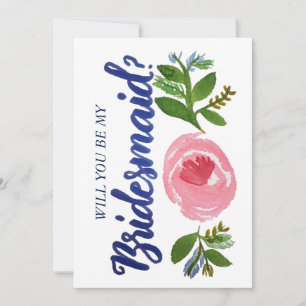 Bist du meine Bridesmaid? Blauer Karton Einladung
