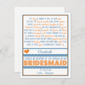 Bist du meine Bridesmaid? Navy Blue/Orange Gedicht Einladung (Vorne/Hinten)