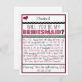 Bist du meine Bridesmaid? Rot-/Schwarz-Collage-Kar Einladung (Vorne/Hinten)