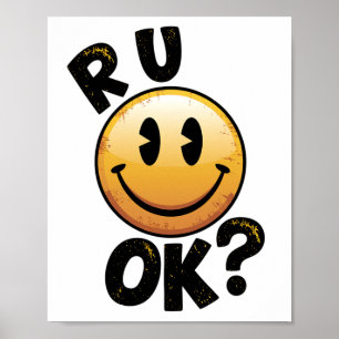 Bist du ok Vintage Smiley Gesicht Mental Health Au Poster