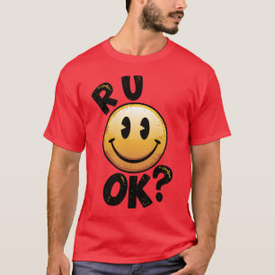 Bist du OK Vintage Smiley Gesicht Psychische Gesun T-Shirt