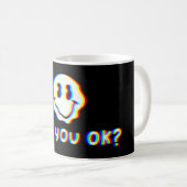 Bist du okay? Vaporwave-Ästhetik Glitch Smiley-Ges Kaffeetasse (VorderseiteRechts)