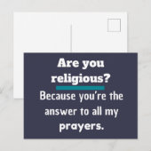 Bist du religiös? Funny Pick Up Line Postkarte (Vorne/Hinten)