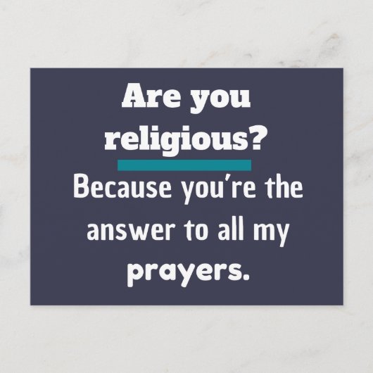 Bist du religiös? Funny Pick Up Line Postkarte (Vorderseite)