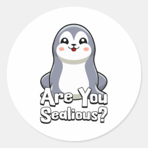 Bist du sealig? Cut Siegel Puff Cartoon Runder Aufkleber