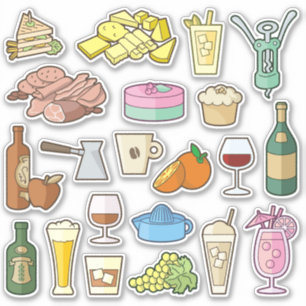 Bistro Menü Icons Stickers Collection Aufkleber