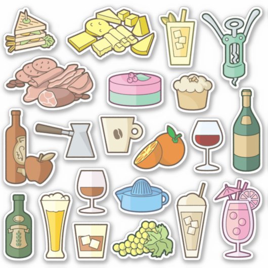 Bistro Menü Icons Stickers Collection Aufkleber (Vorderseite)