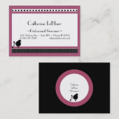 Bistro Poodle in Schwarz-weißen und rosa Visitenkarte (Vorne/Hinten)