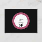 Bistro Poodle in Schwarz-weißen und rosa Visitenkarte (Rückseite)