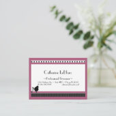 Bistro Poodle in Schwarz-weißen und rosa Visitenkarte (Stehend Vorderseite)