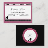 Bistro Poodle in Schwarz-weißen und rosa Visitenkarte (Vorne/Hinten)